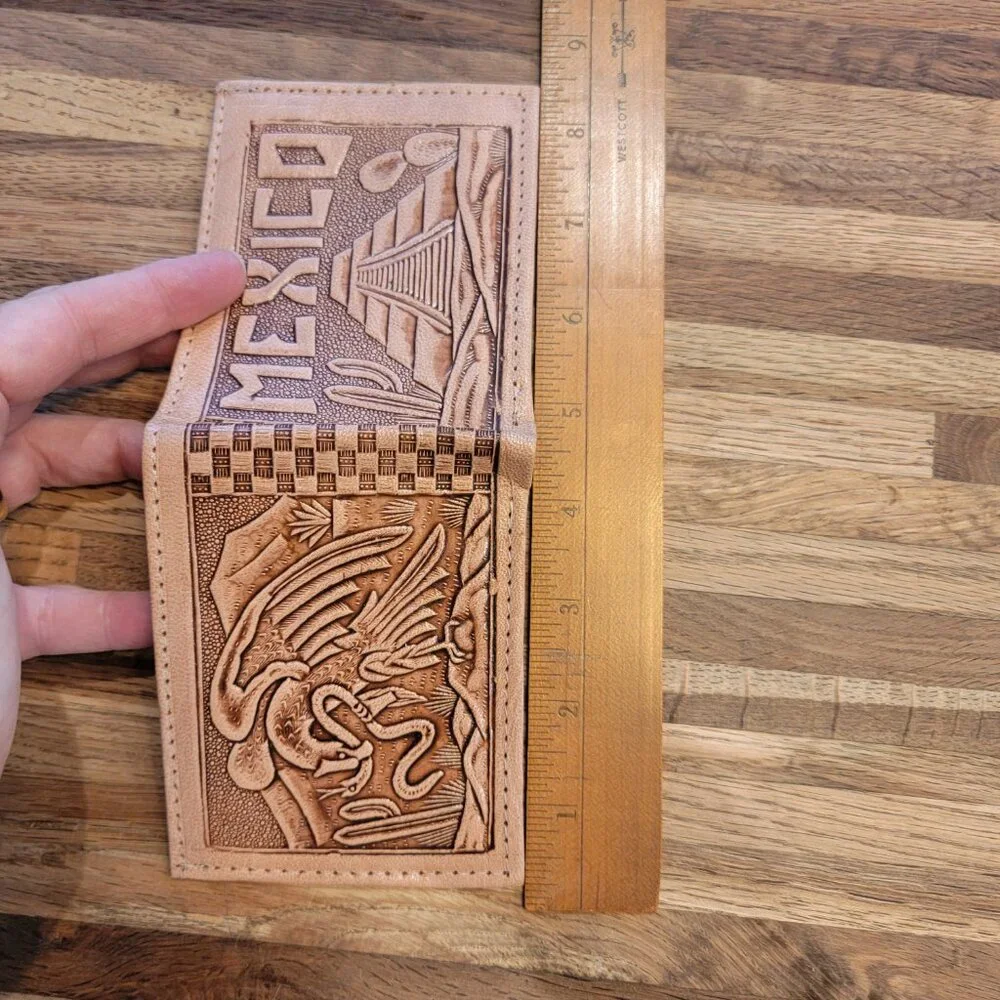 Hand Tooled Leather Bifold Wallet “Mexico” Personalized “Ralph”